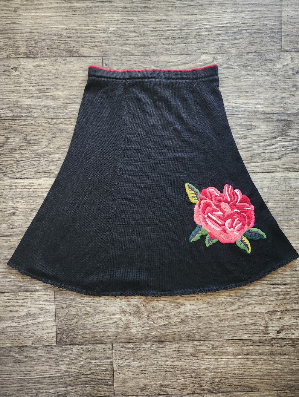 Y2K Anthropologie Rose Splendor Wool Blend Sweater Midi Skirt By Viola Size S